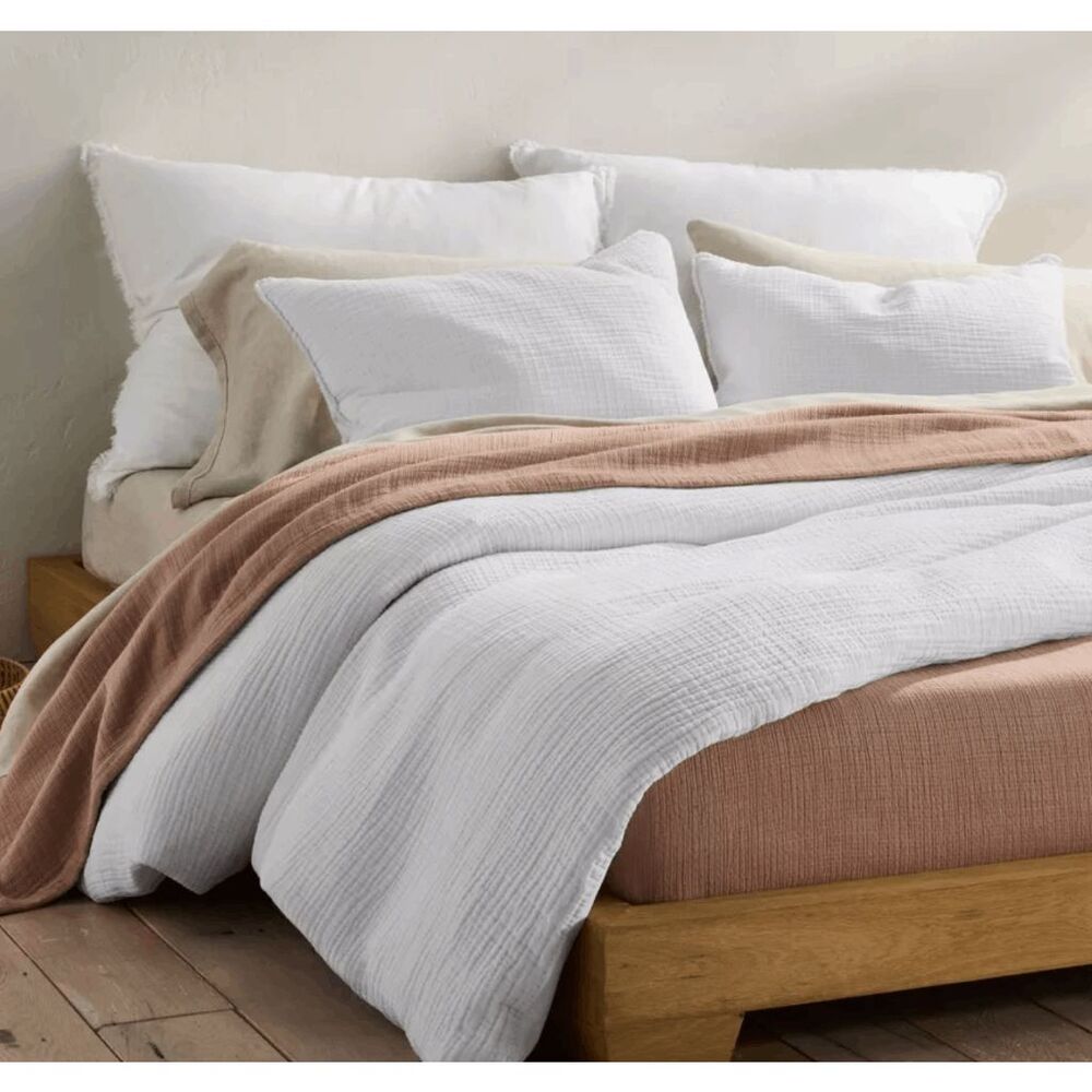 Casaluna 2 piece linen blend fringe king pillow covers NO INSERTS CASES ONLY -